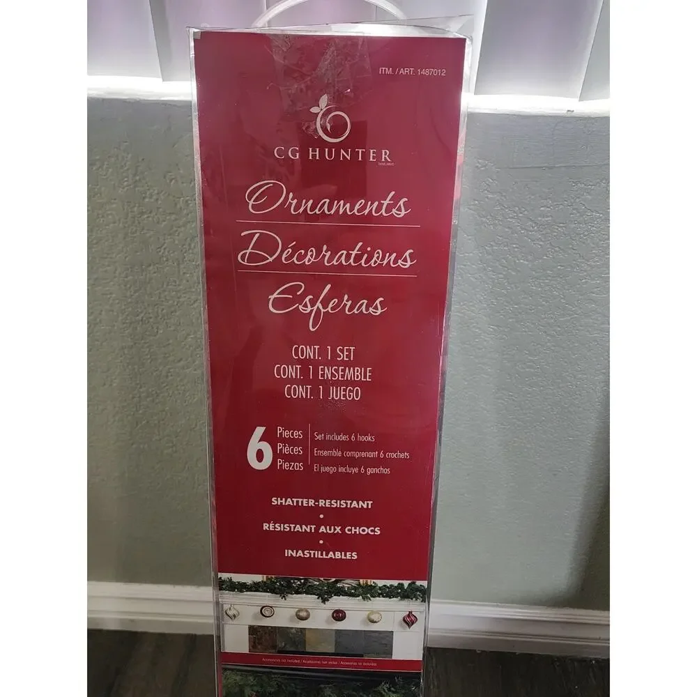 CG Hunter Outdoor Christmas Red Ornaments 6 Pack 5.9